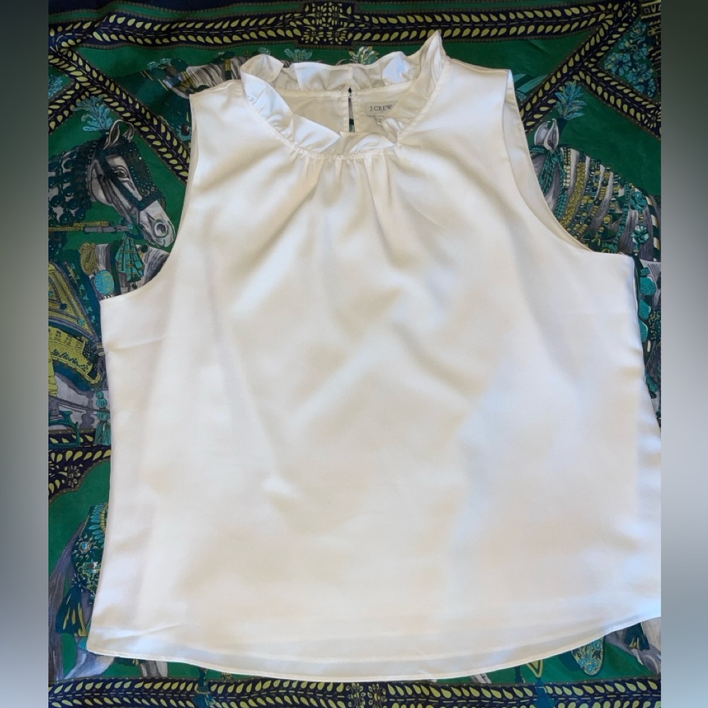 JCrew satin crepe ruffle blouse - NWOT